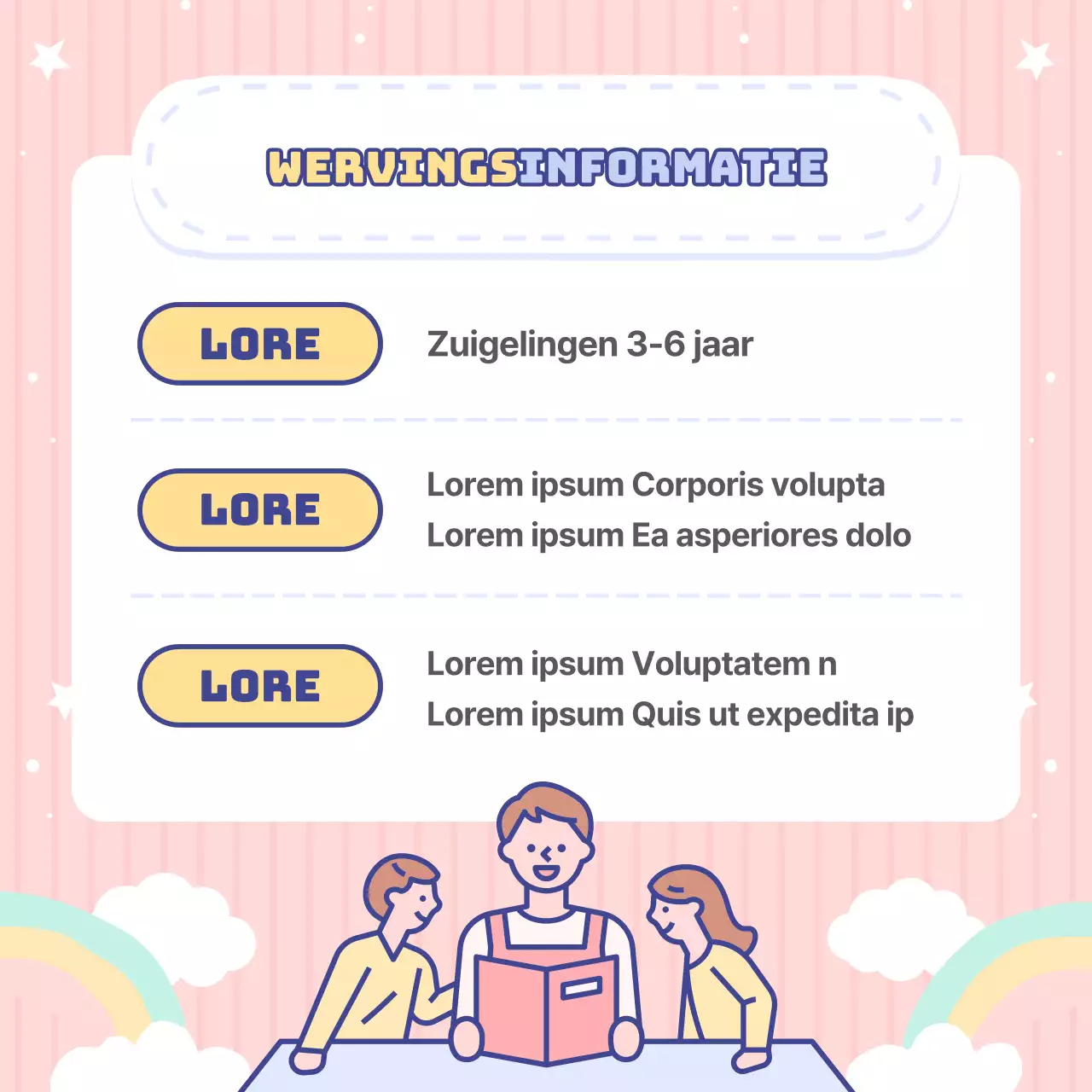 Schattige lichtblauwe en roze kleuterschool advertenties