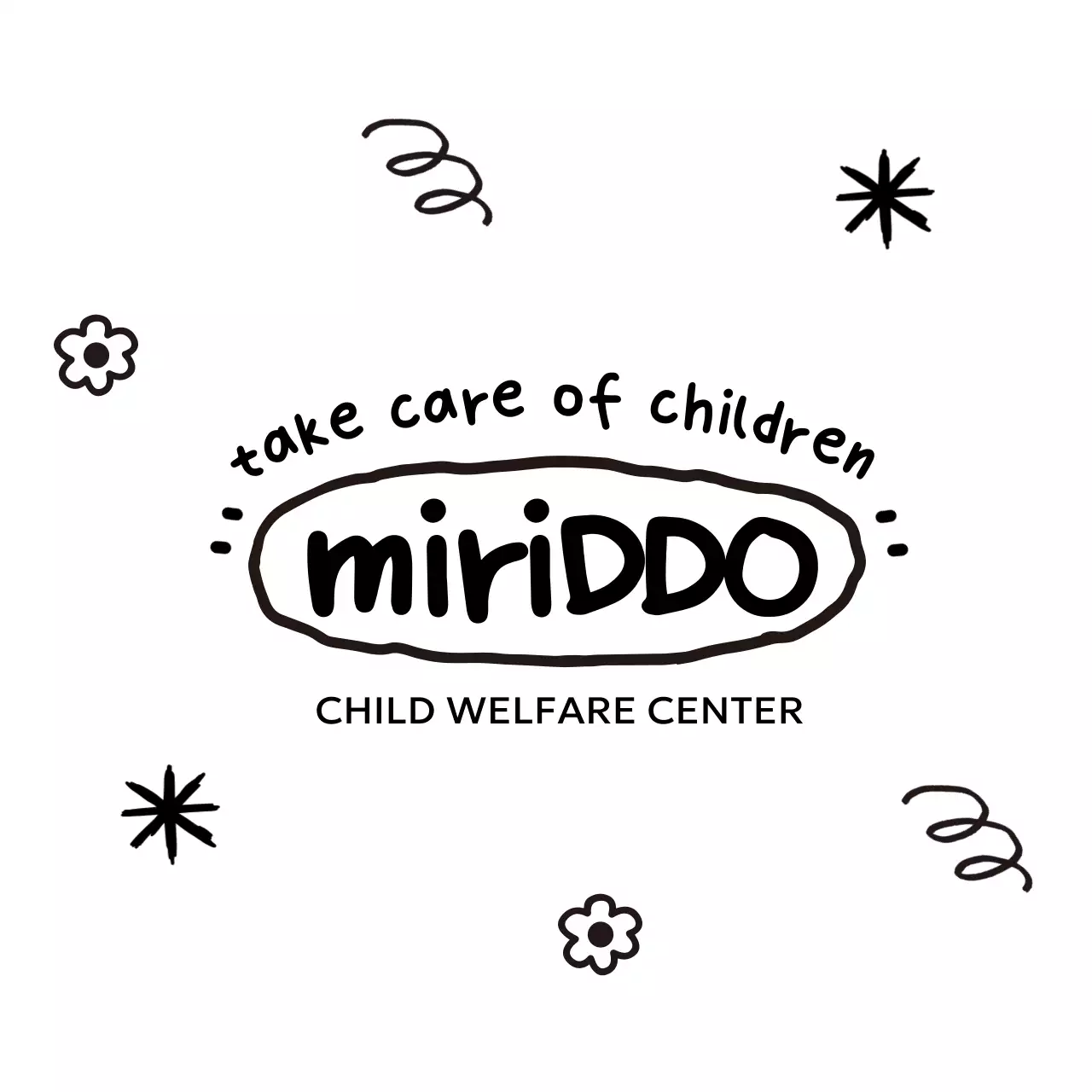 A cute concept for a child welfare center with hand-drawn illustrations