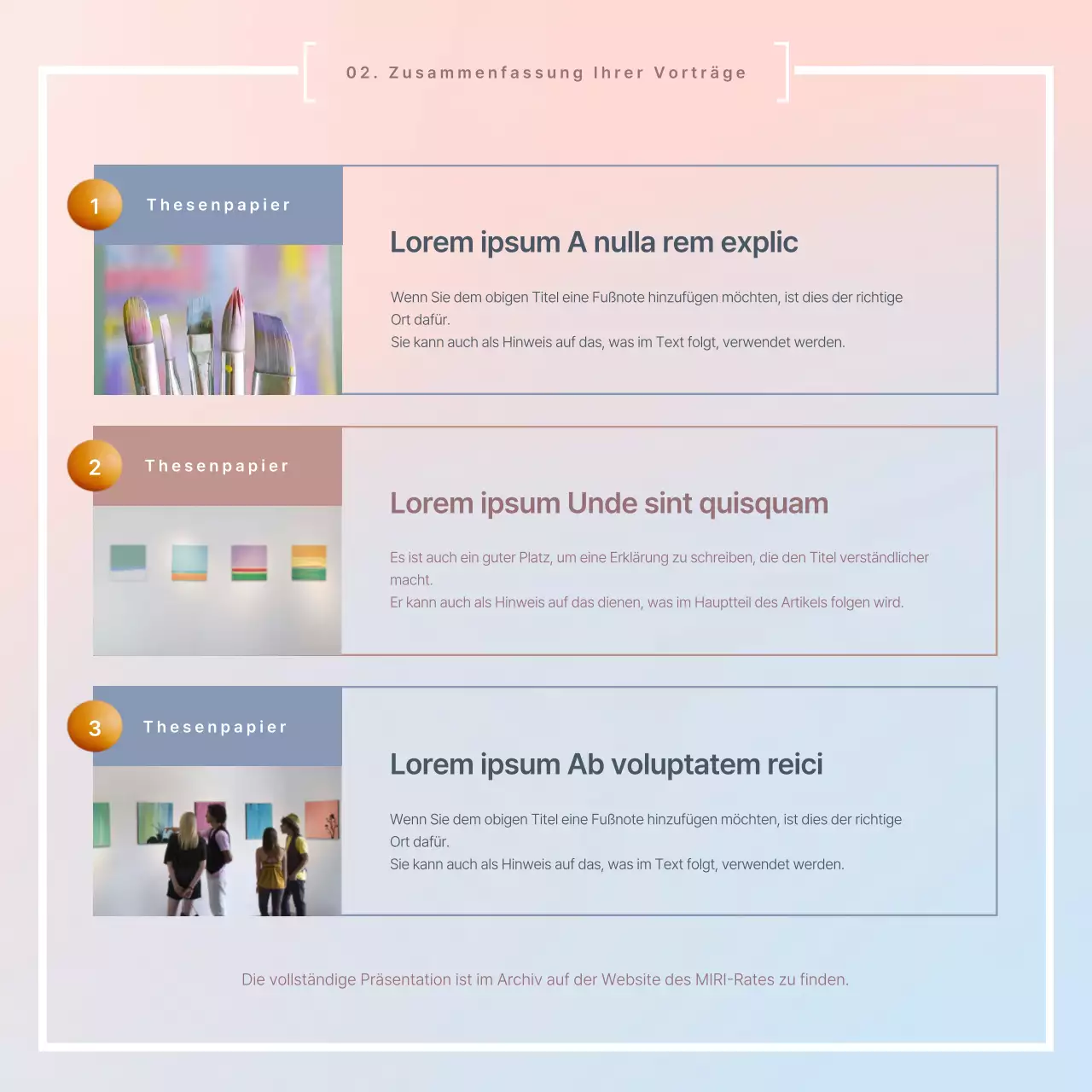 Ein einfacher rosa und hellblauer Ergebnisbericht