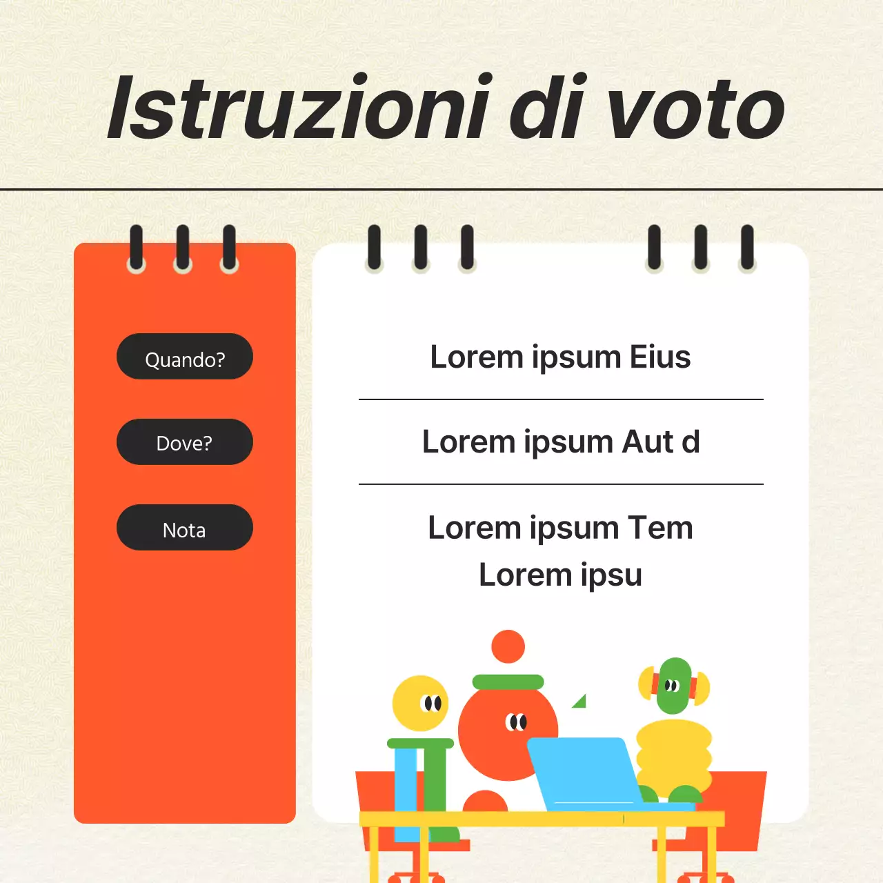 Promuovere il voto del sindacato studentesco avorio e arancione