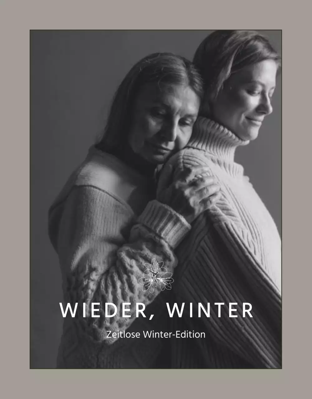 Moderne Winterstrickanzeige in Beige und Braun