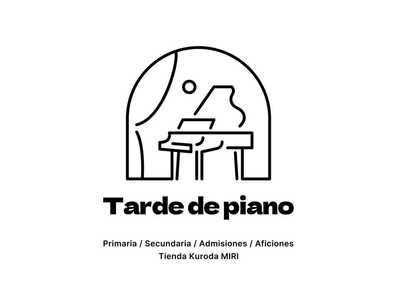 Diseño de escuela de piano con icono de piano apaisado