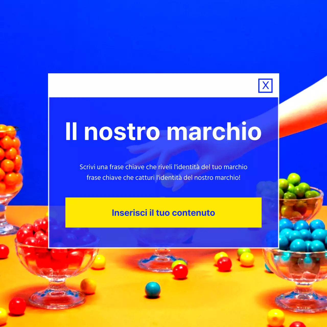 Promuovere il marchio di un dessert blu.