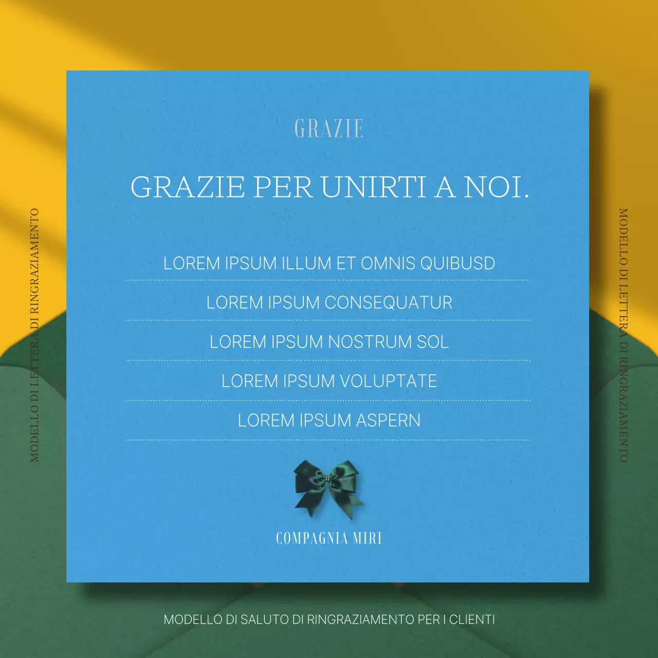 Cartoline di ringraziamento moderne in blu e giallo