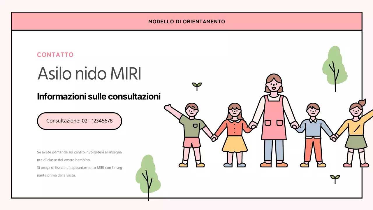 Una semplice lettera di orientamento all'asilo nido rosa e verde lime