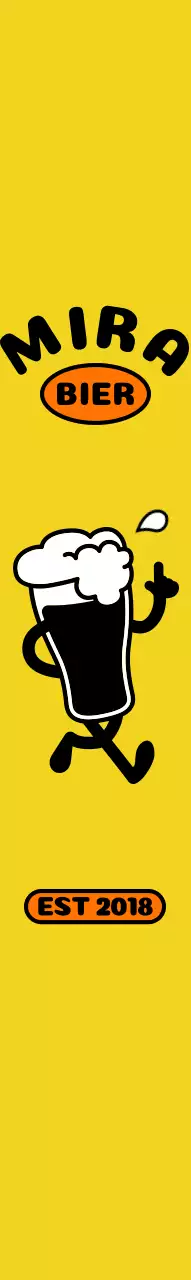 Kiprestaurant met een bierfiguur op een gele achtergrond