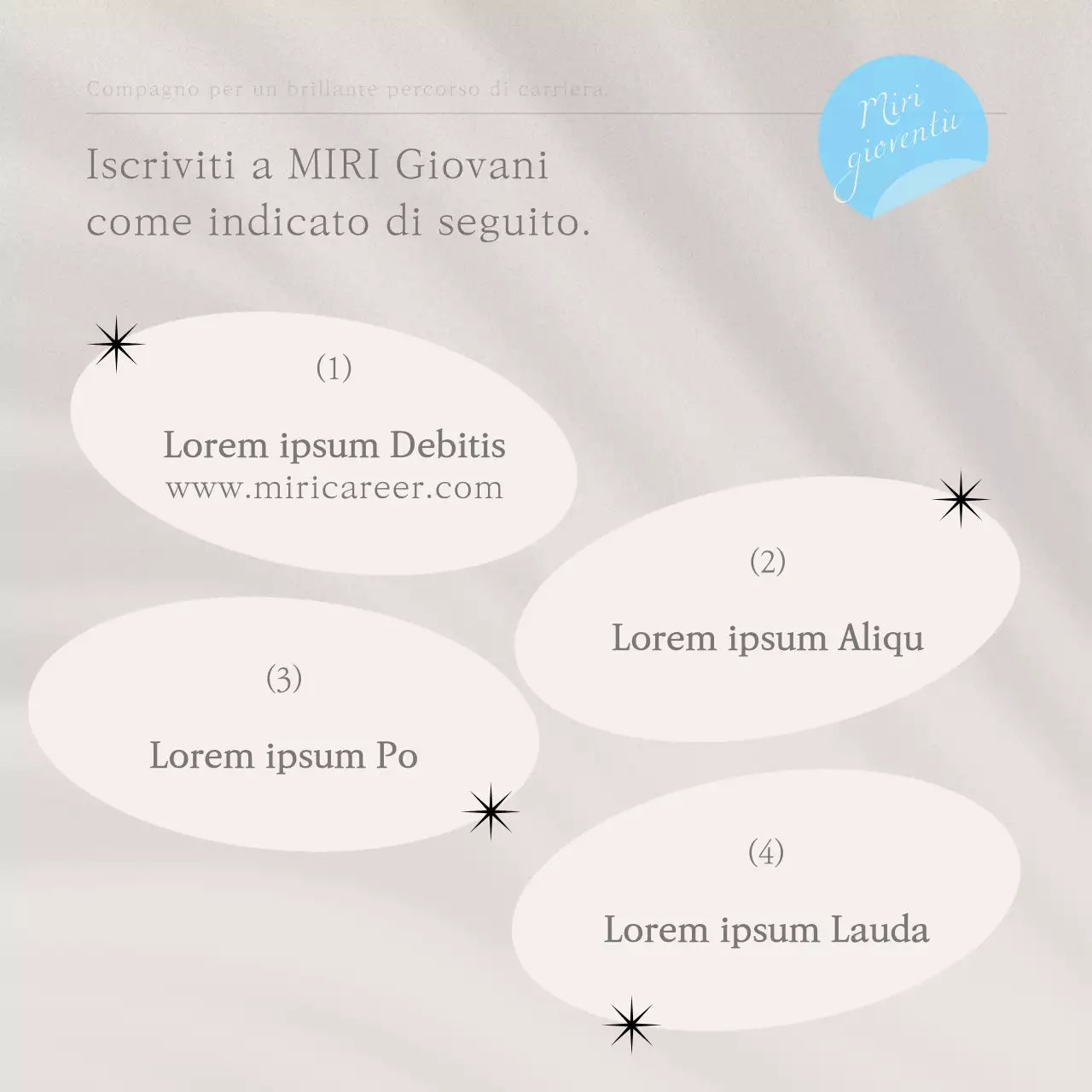 Promuovere il reclutamento di una comunità moderna nei colori blu e grigio.