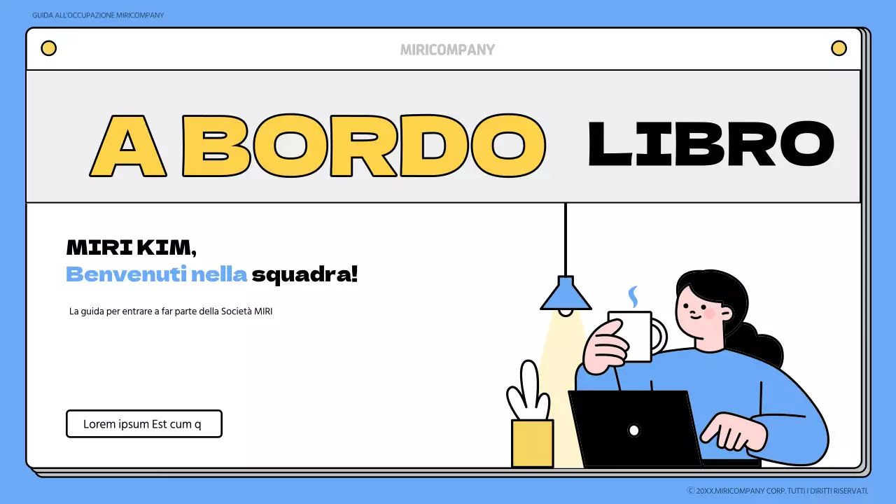 Materiale di formazione del libro di onboarding blu e giallo