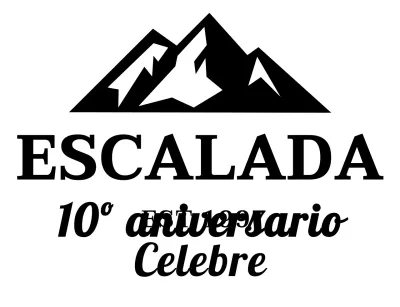 Un concepto sencillo para un club de montañismo con ilustraciones de montaña y fuentes con gracias.