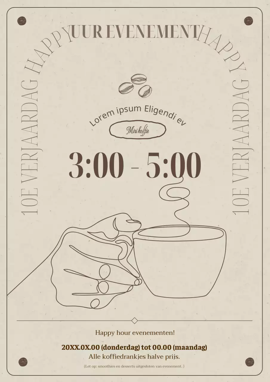 Promoot kortingen op klassieke beige en bruine koffie