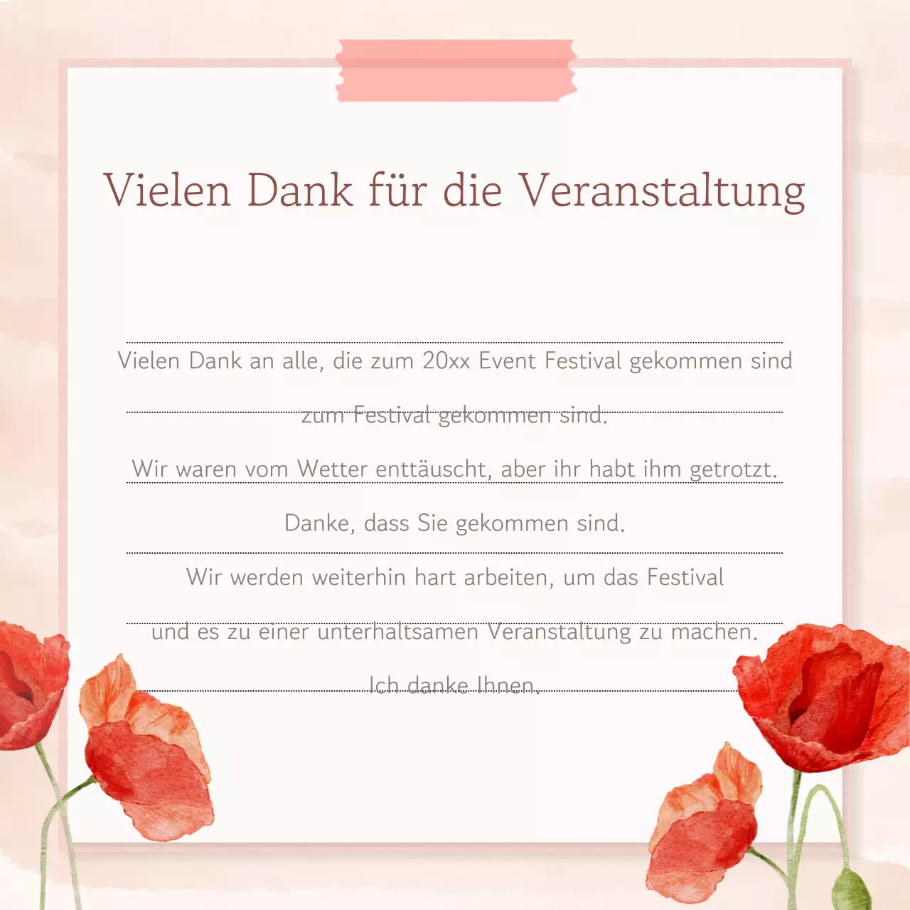 Ein süßer Dankesbrief mit rosa Hintergrund