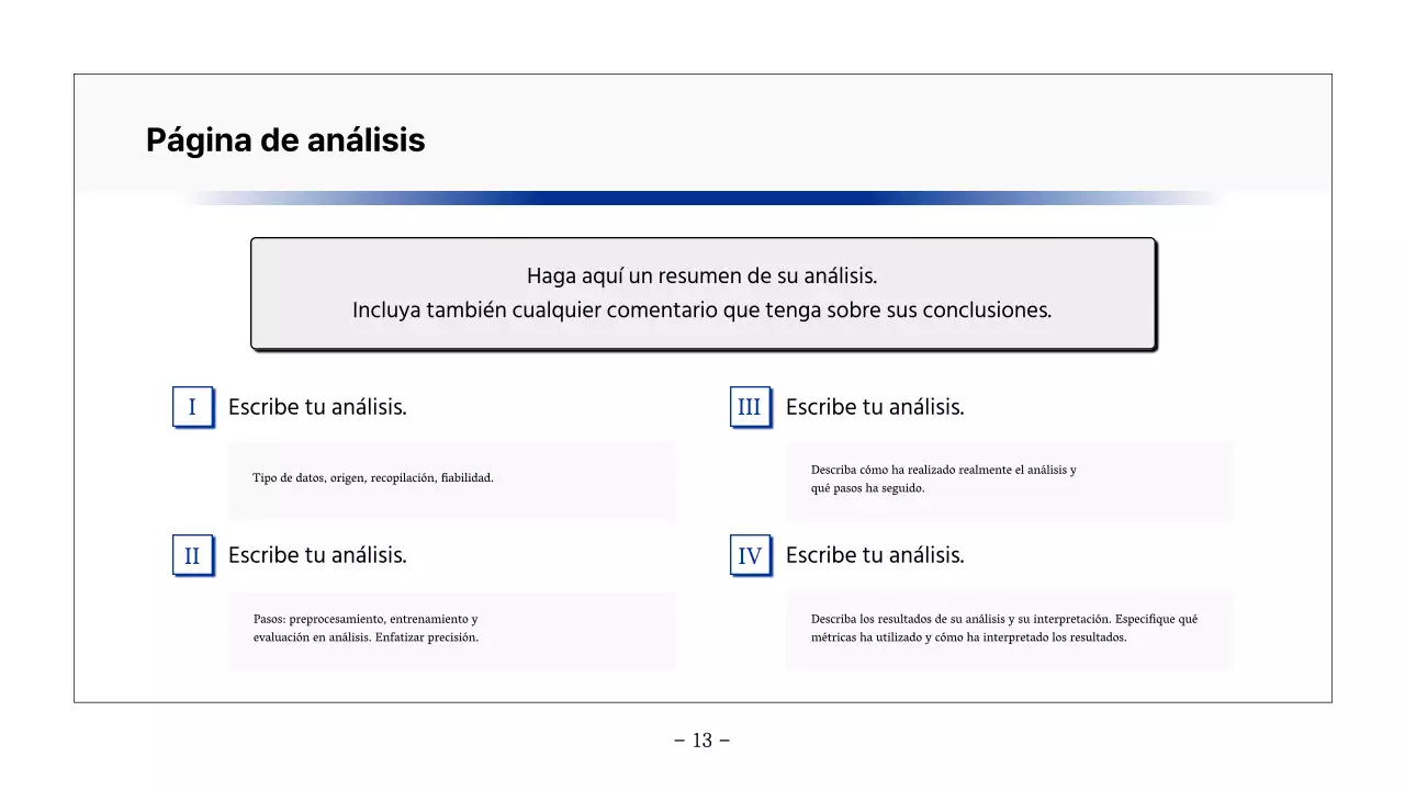 Informe básico imprimible en azul marino y gris