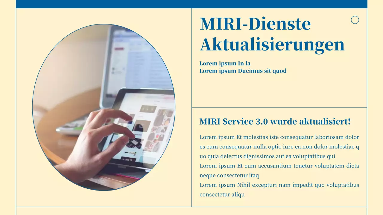 Minimalistischer Newsletter für Unternehmensdienstleistungen in Beige und Blau