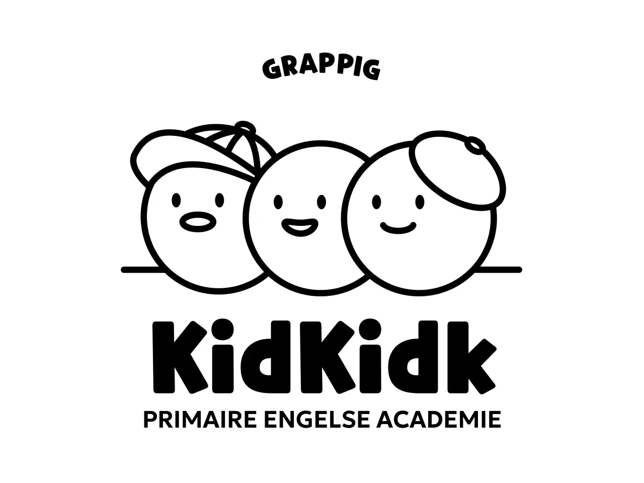 Het ontwerp van de Engelse taalschool met leuke cirkelillustratie