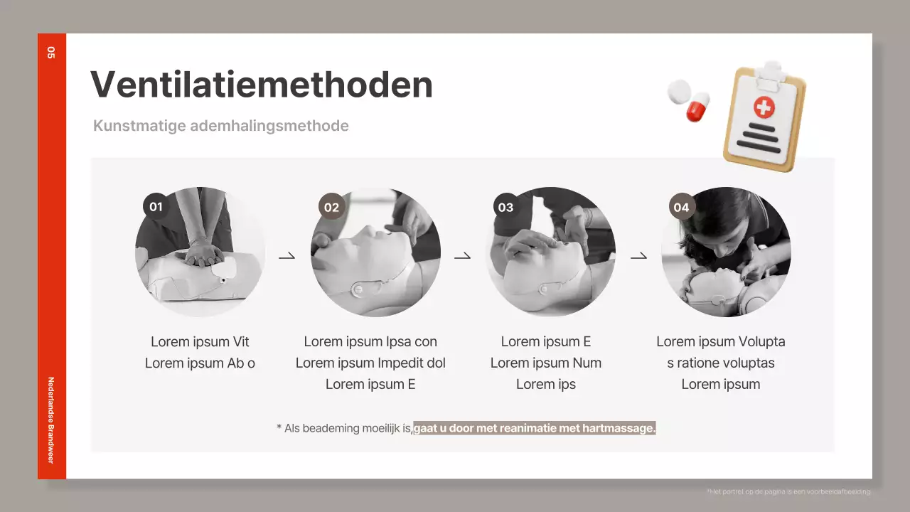 Eenvoudig rood en bruin reanimatiemateriaal