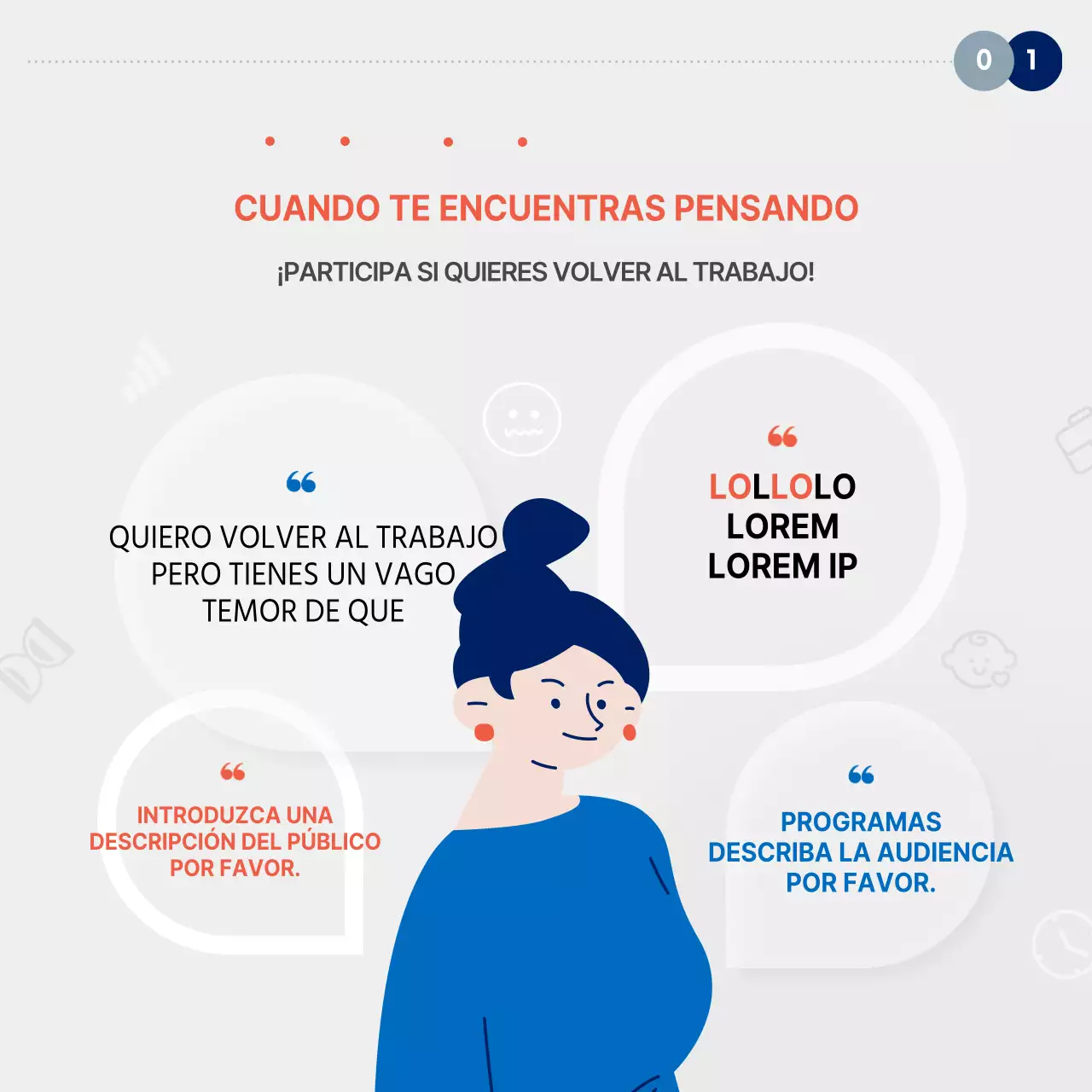 Sobre el programa de apoyo al empleo femenino de carrera simple rojo y azul