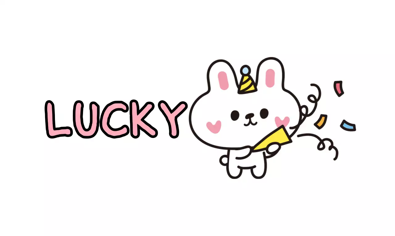 お祝いするウサギのキャラクターが描かれたかわいいコンセプトのラッキーグッズ。