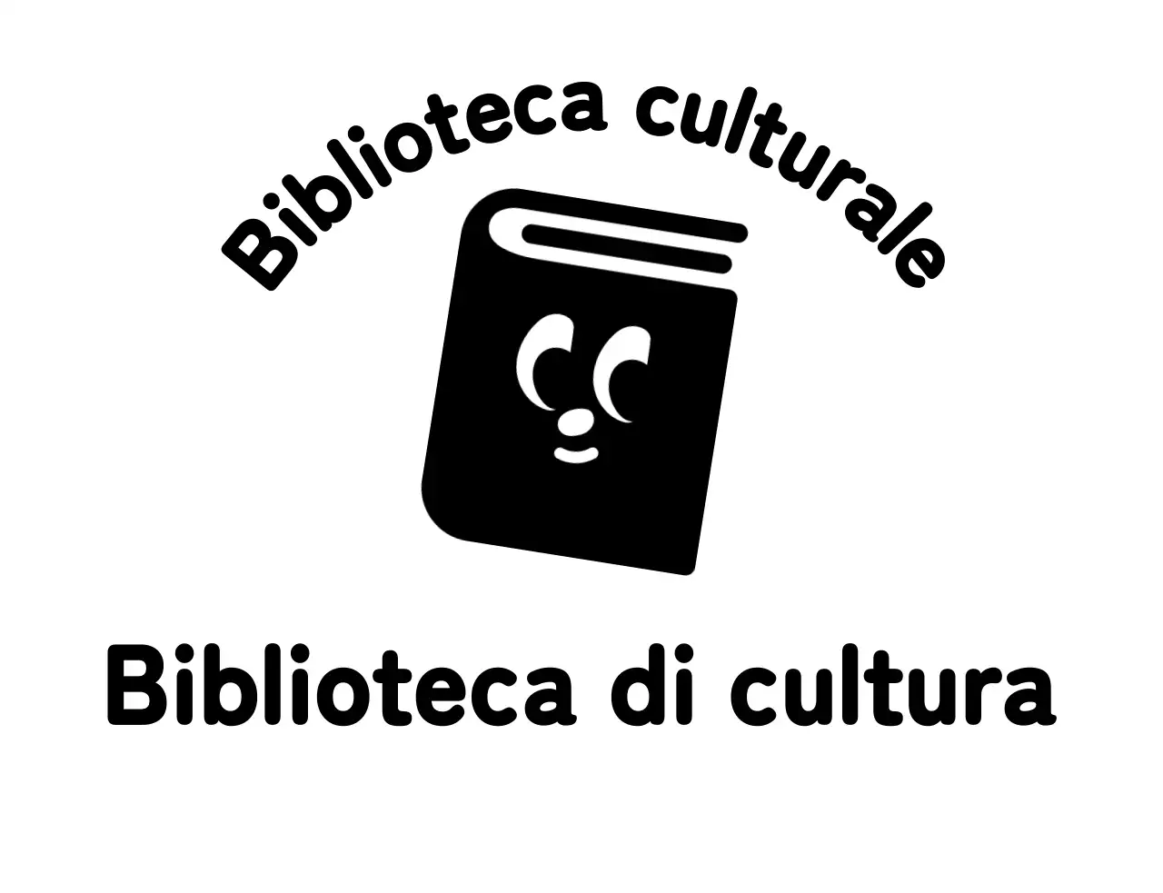 Logo della biblioteca con illustrazione di un libro