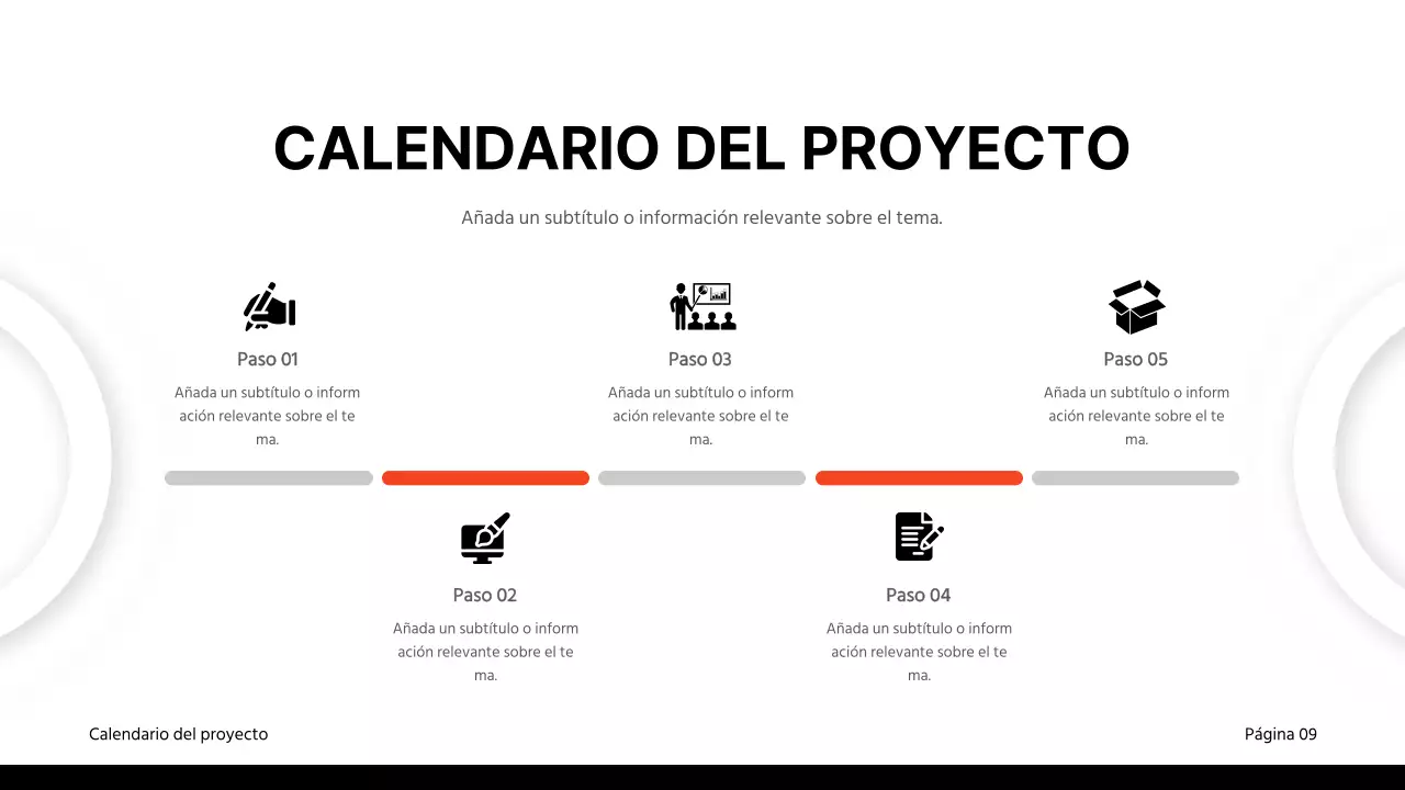Material clásico para informes comerciales en negro y rojo