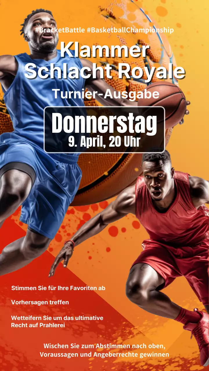 Rote und orangefarbene Kitsch-Wahlwerbung für die March Madness