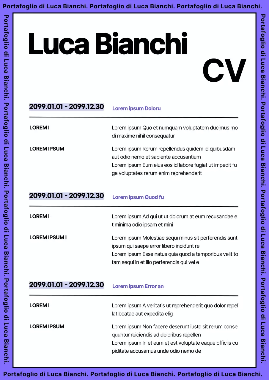 Linee kitsch nel bioportfolio di design viola