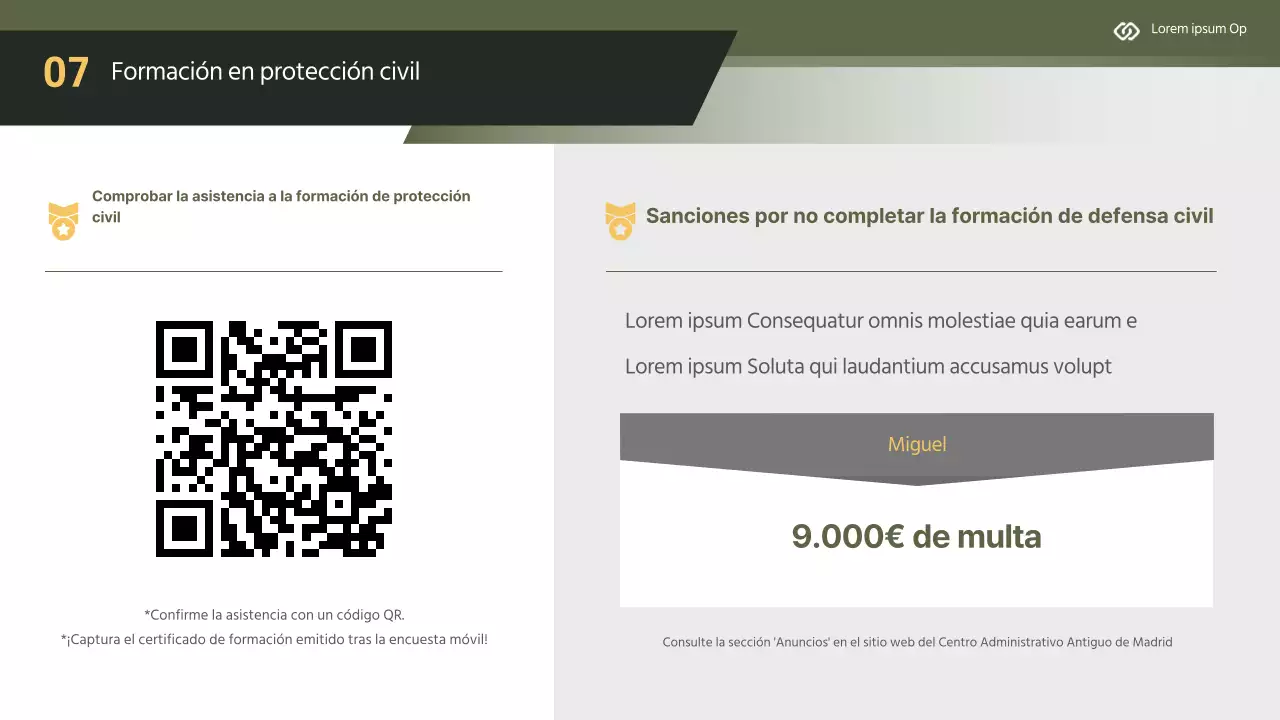 Material moderno de formación de protección civil en amarillo y caqui