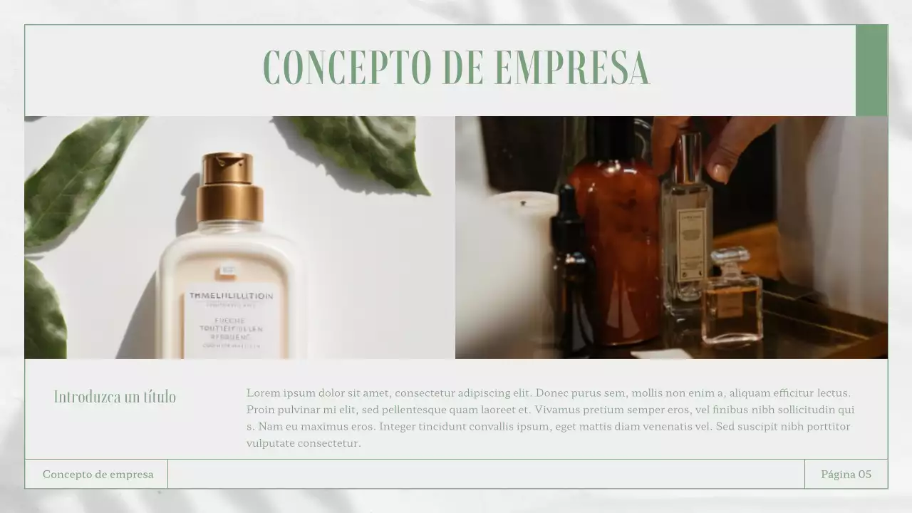 Materiales para informes empresariales en blanco y verde con temática de la naturaleza