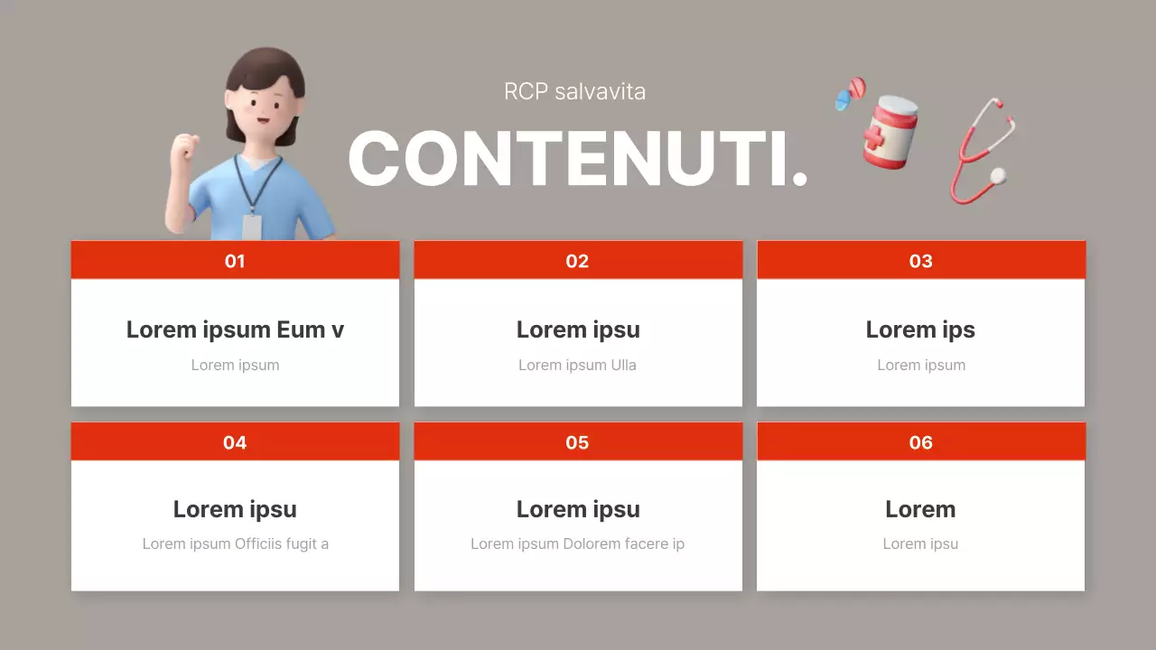 Materiale semplice per la formazione sulla RCP di colore rosso e marrone