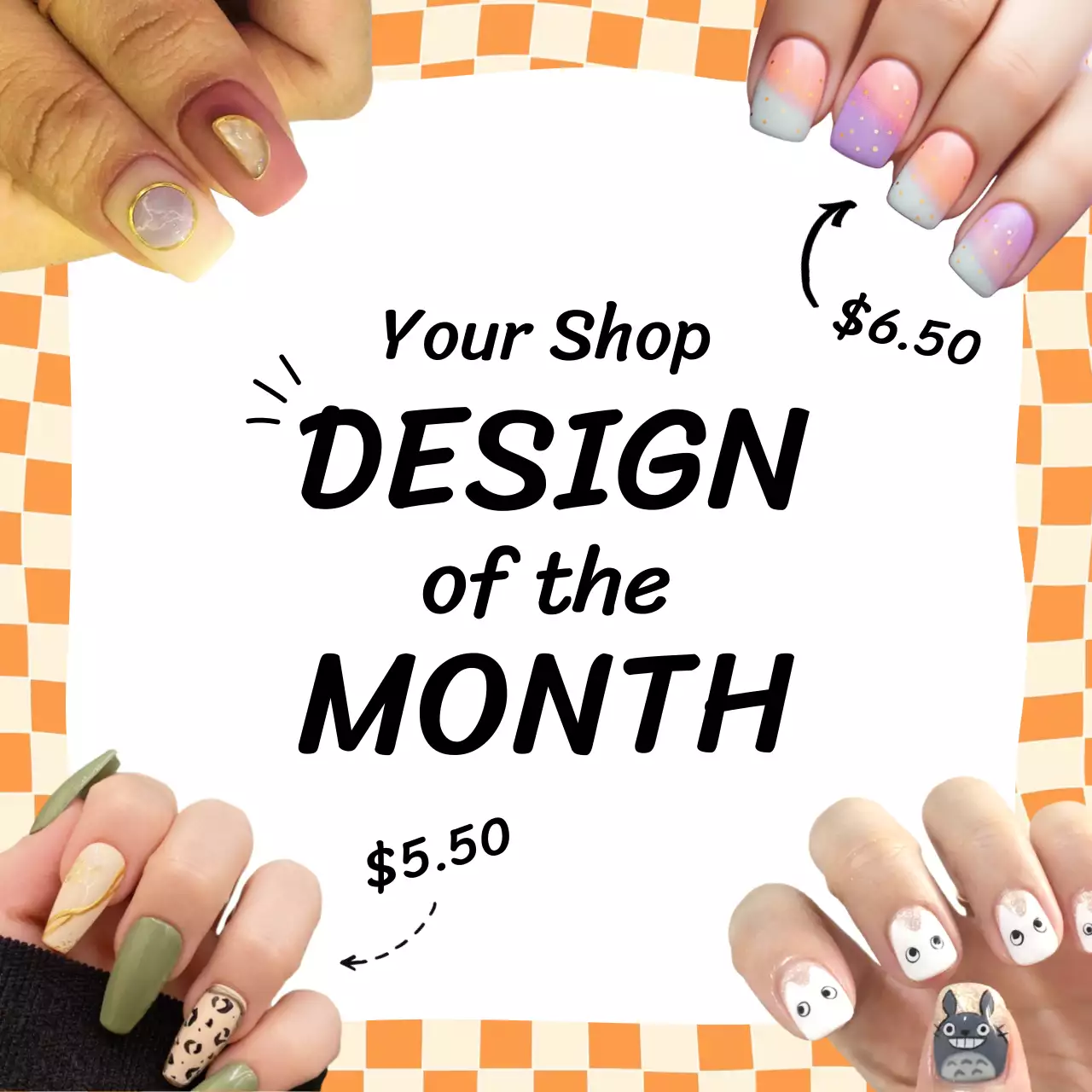 Orange Trendy Nails Promotion Social Media Post