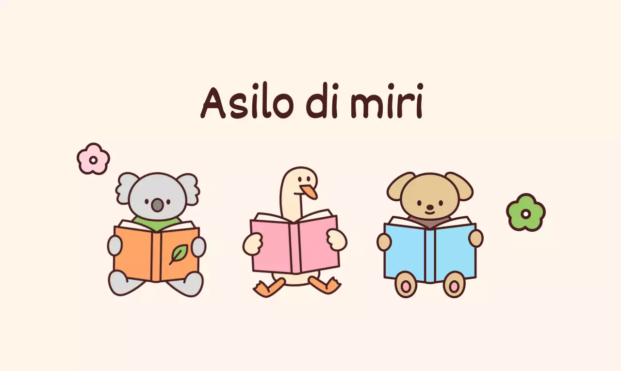 Scuola dell'infanzia con simpatiche illustrazioni di animali che tengono in mano i libri