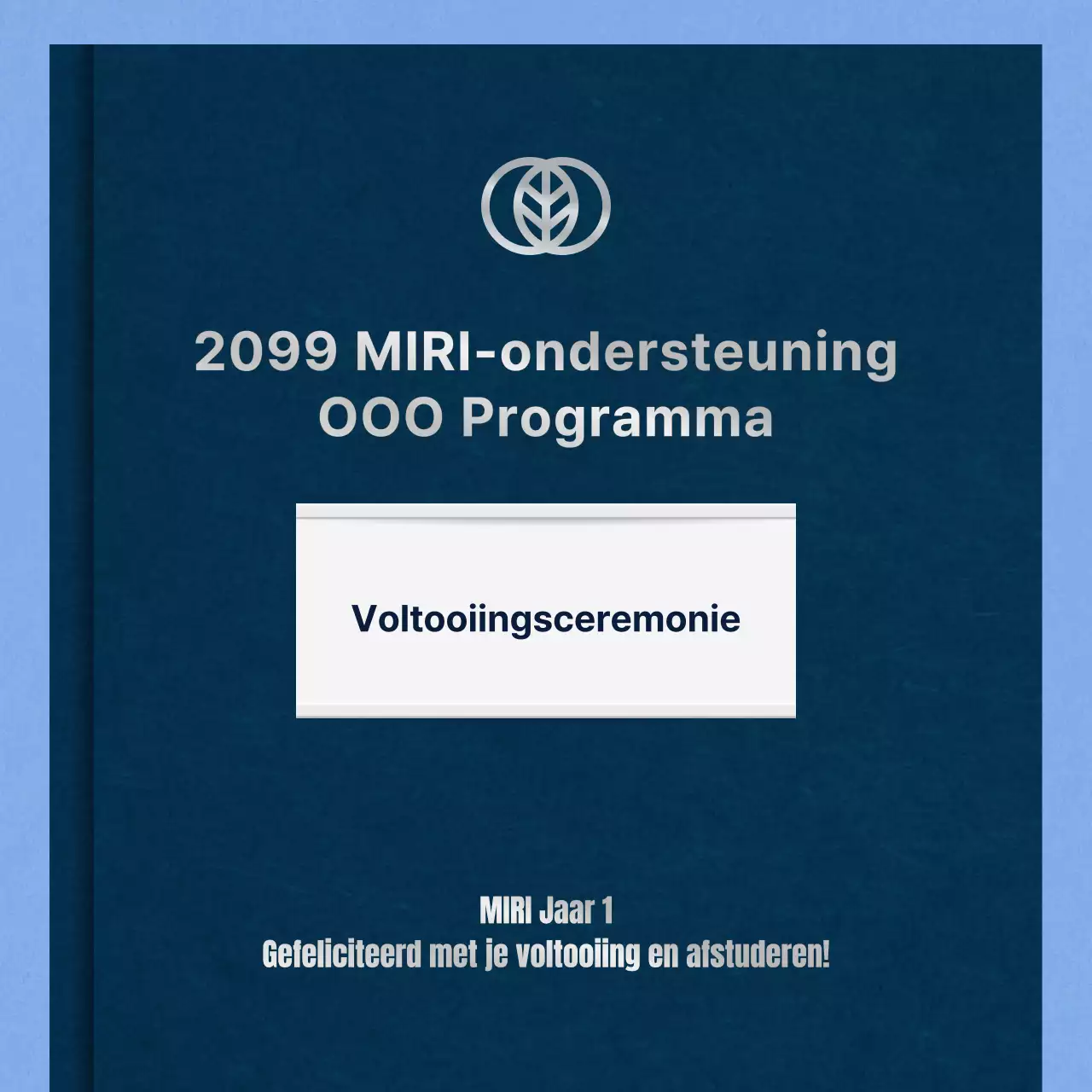 Minimalistische afstudeerbrief met lichtblauwe achtergrond