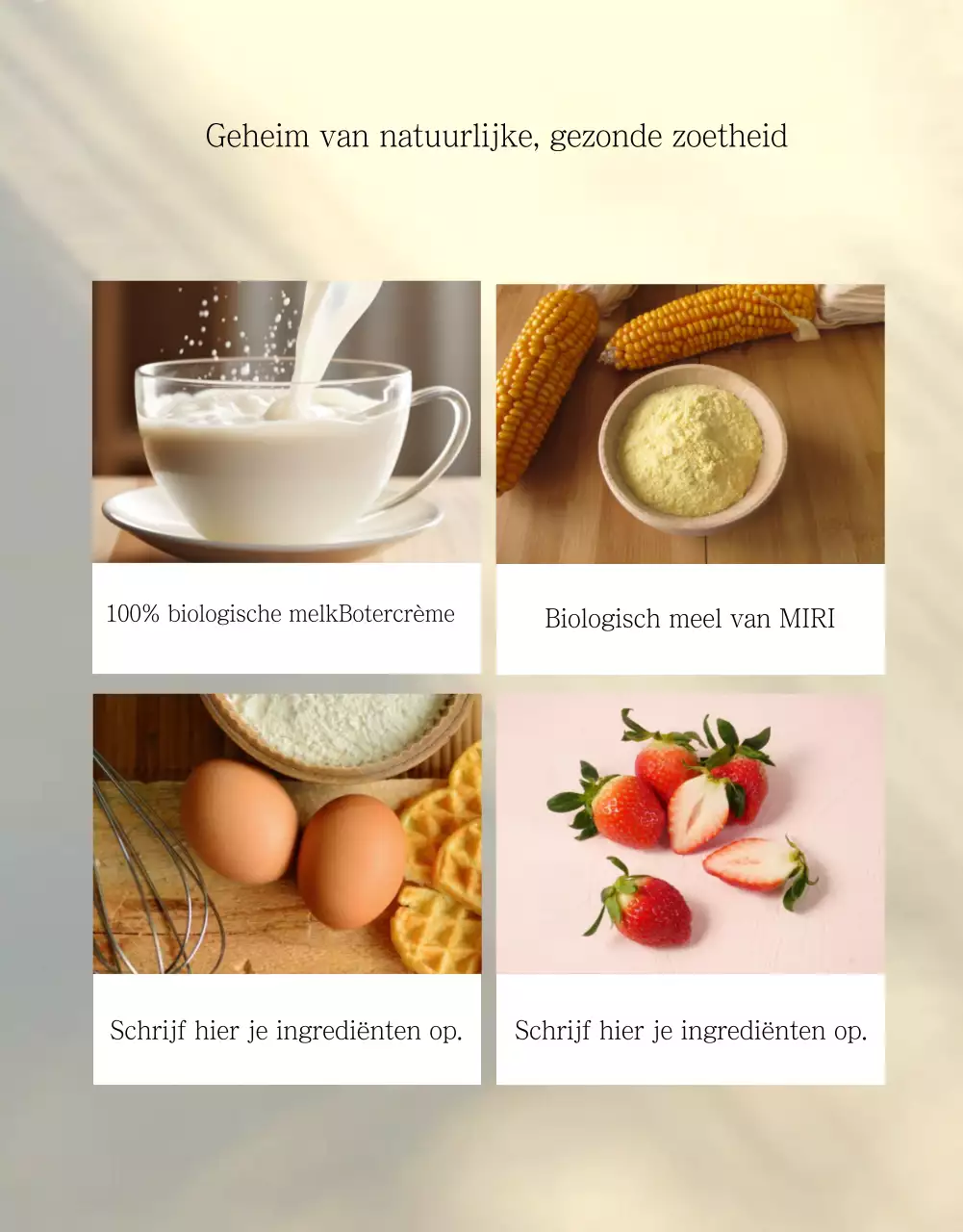 Aankondiging van de verkoop van een eenvoudige beige en ivoorkleurige taart