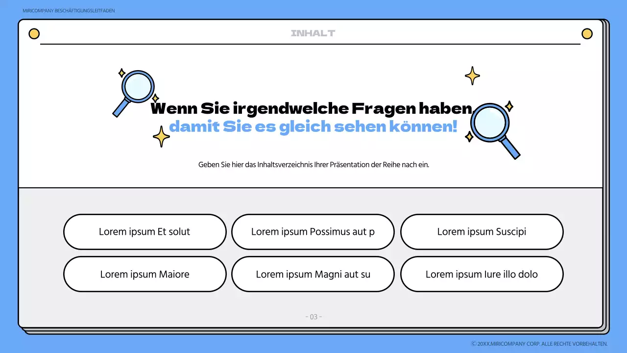 Blaues und gelbes Onboarding-Buch Schulungsmaterial