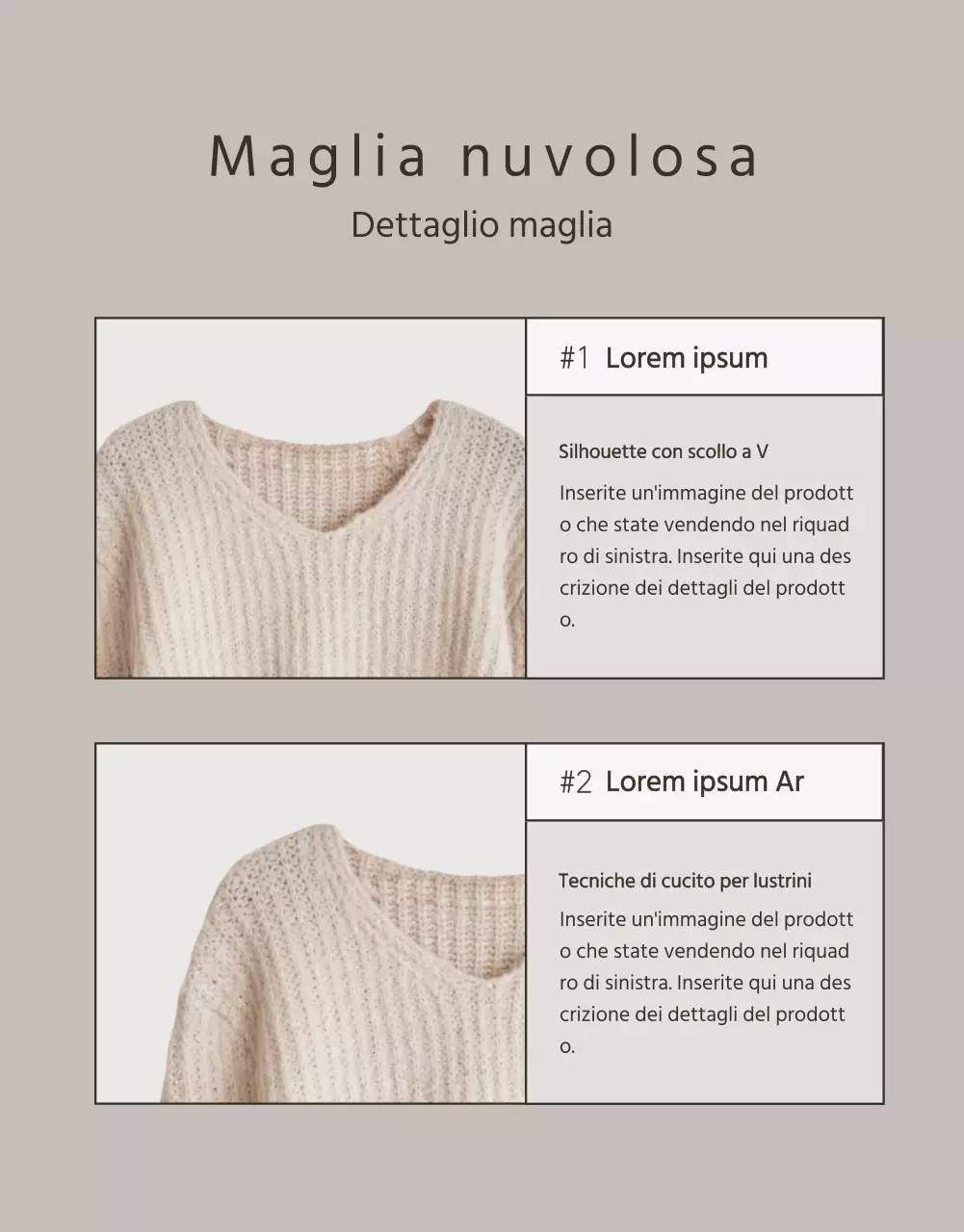 Annuncio di maglieria invernale moderna in beige e marrone