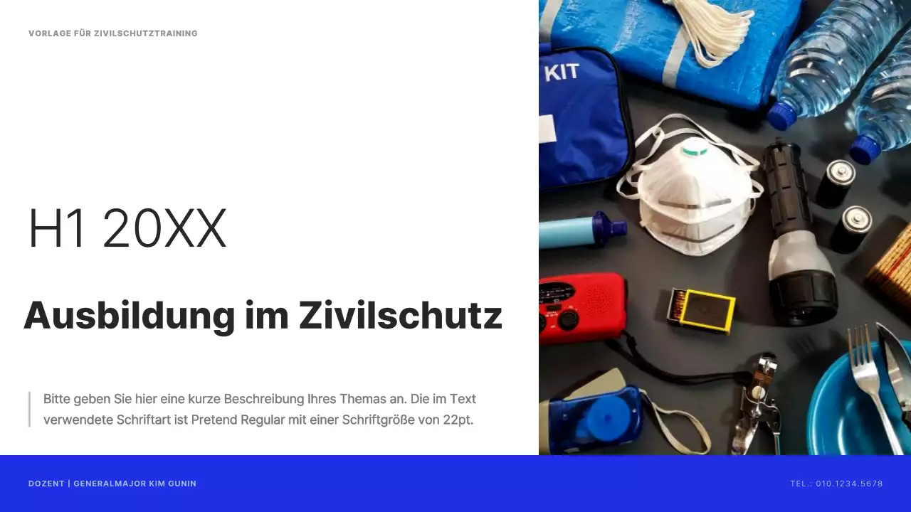 Einfache Zivilschutzausbildung in Marineblau und Schwarz