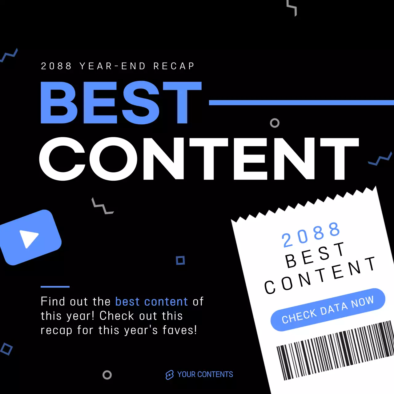 파랑과 검정의 심플한 연말결산 광고