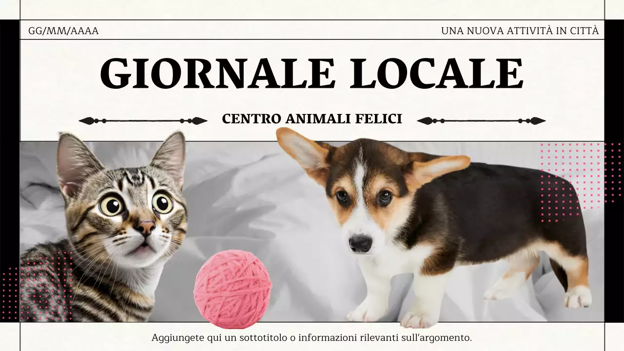 Materiale aziendale semplice a tema giornale in nero e rosa