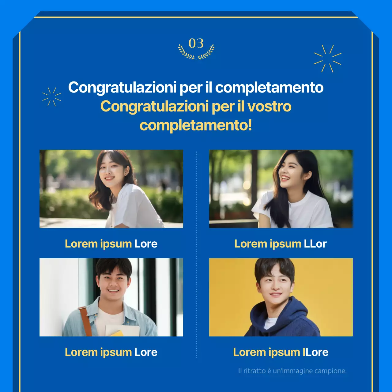 Un post di completamento kitsch blu e giallo