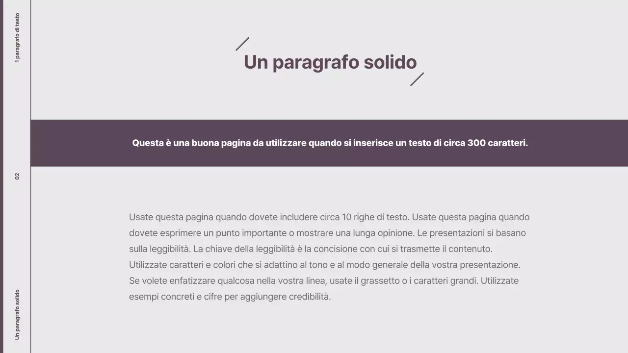 Spiegazione del layout in stile minimalista in viola
