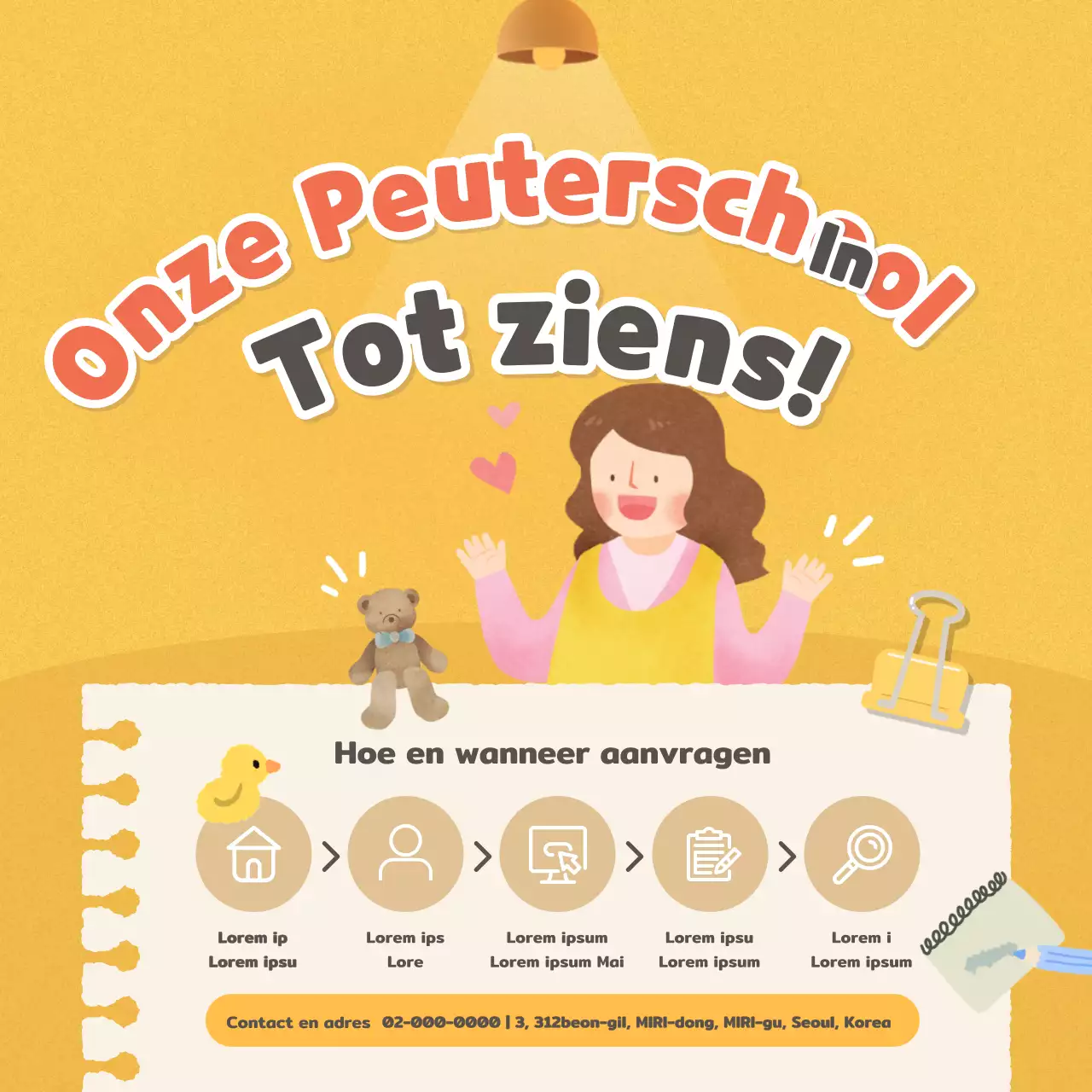 Groene en gele kleuterschool advertenties