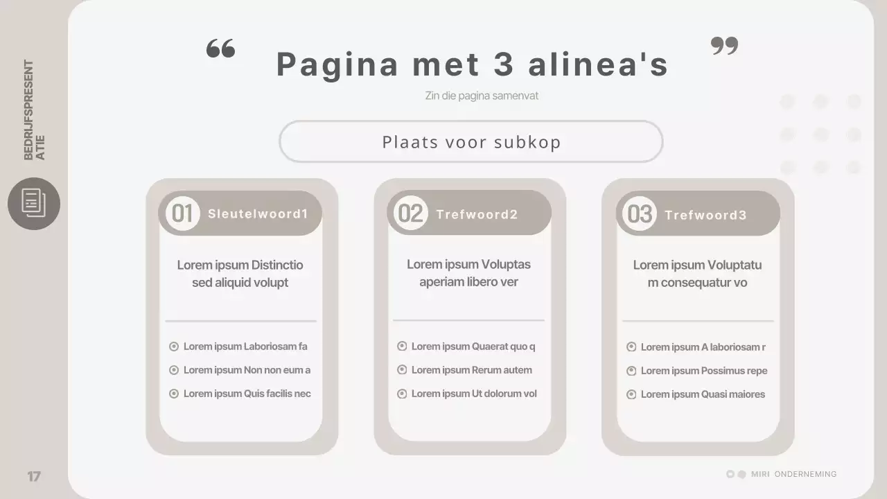 Een eenvoudige, beige bedrijfspresentatie