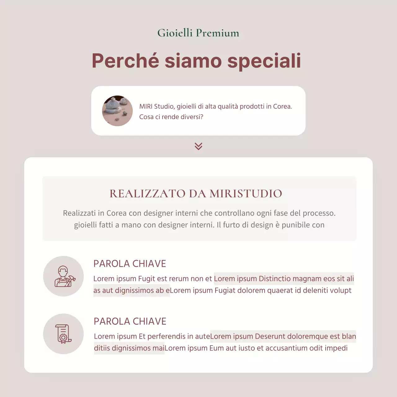 Un annuncio che vende un lookbook di accessori di gioielleria di tendenza in rosa e marrone.