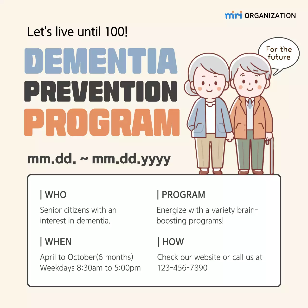 Beige Simple Dementia Program Announcement Instagram Post