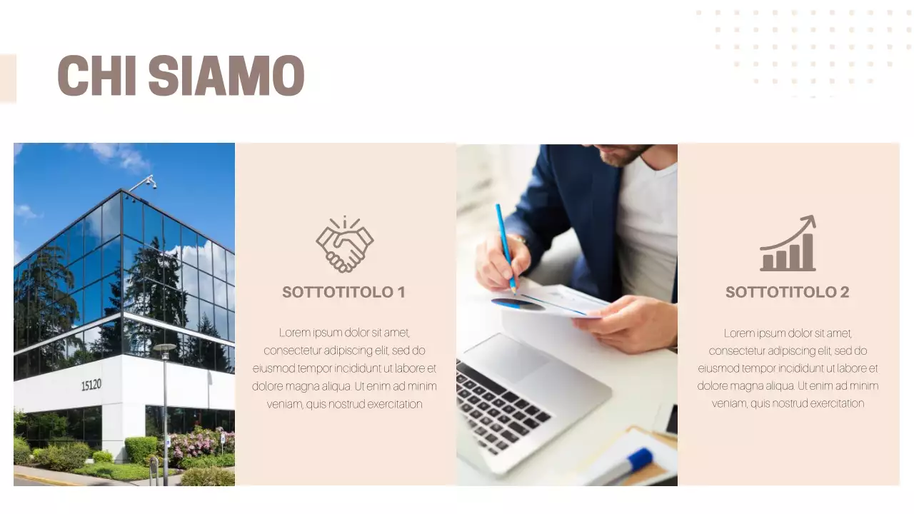 Materiali business classici in beige e marrone