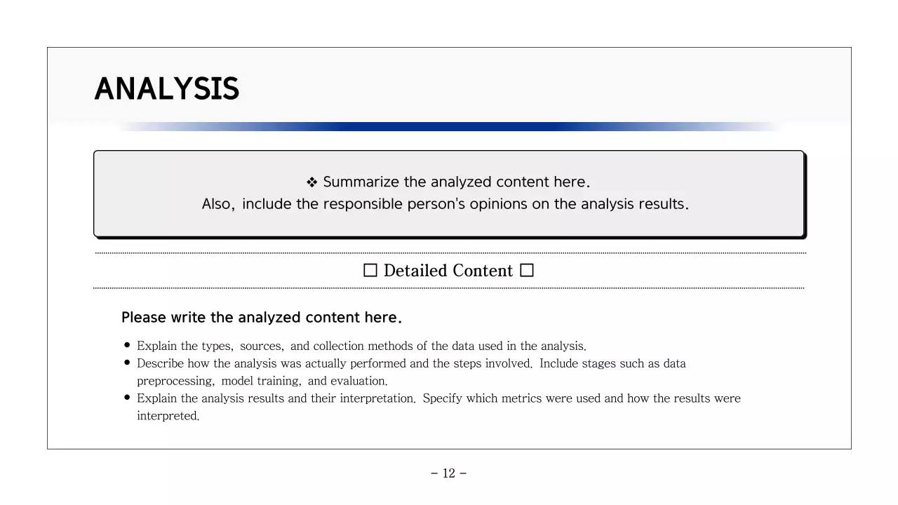 Basic printable report in navy blue and gray