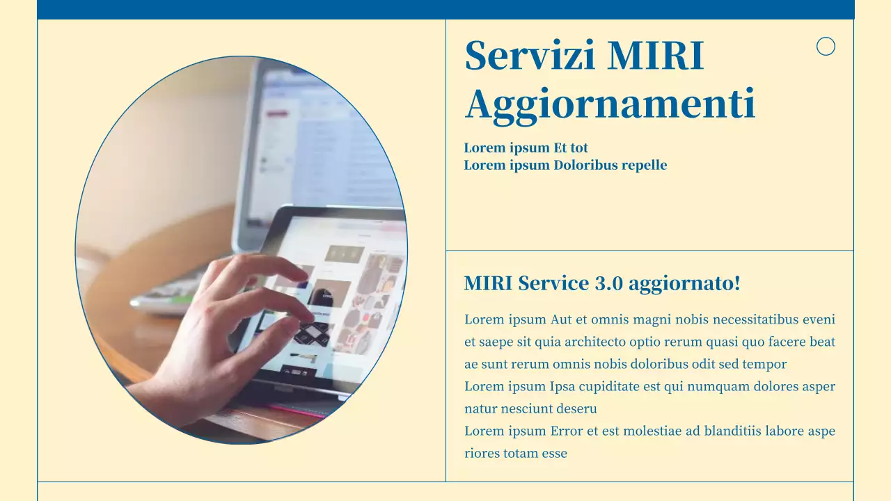 Newsletter di servizi aziendali minimalista in beige e blu