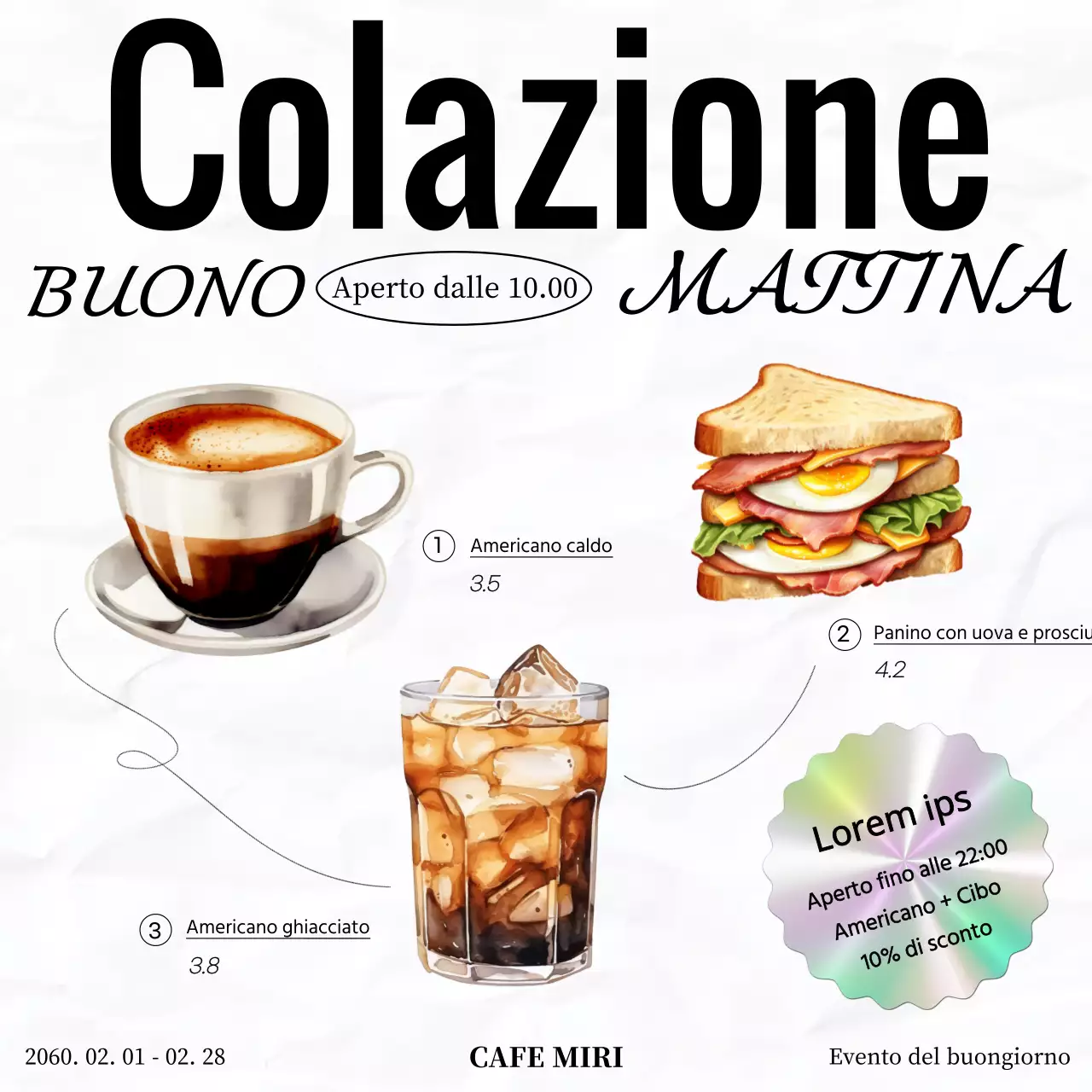 Promuovete un evento in un caffè moderno in bianco e nero