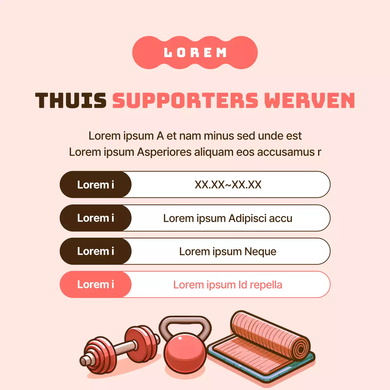 Een eenvoudige roze en bruine thuisworkout promoten om supporters te werven
