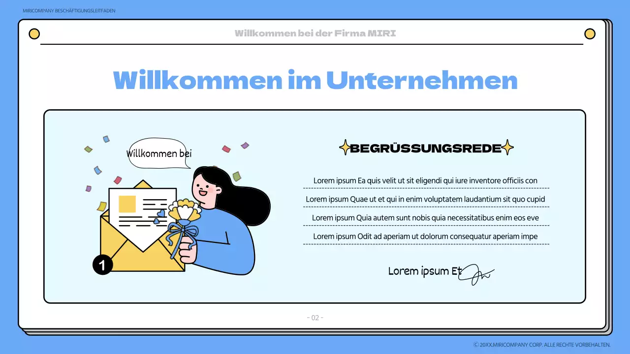 Blaues und gelbes Onboarding-Buch Schulungsmaterial