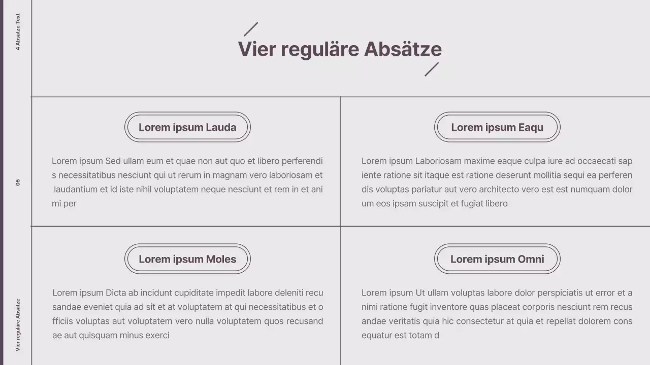 Erläuterung des minimalistischen Layouts in Lila